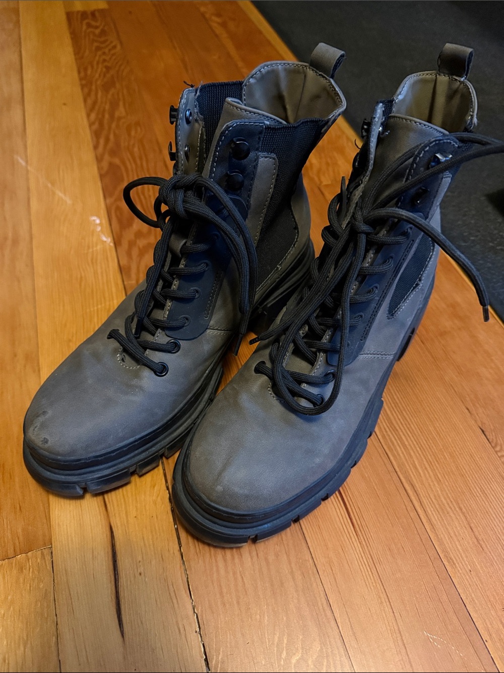 *3/20* MIA Gray Lace-Up Combat Boots